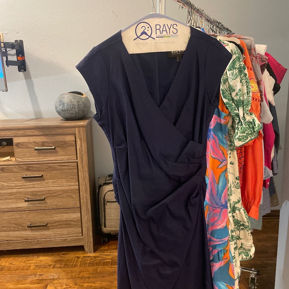 Nicole Miller collection navy fitted dress